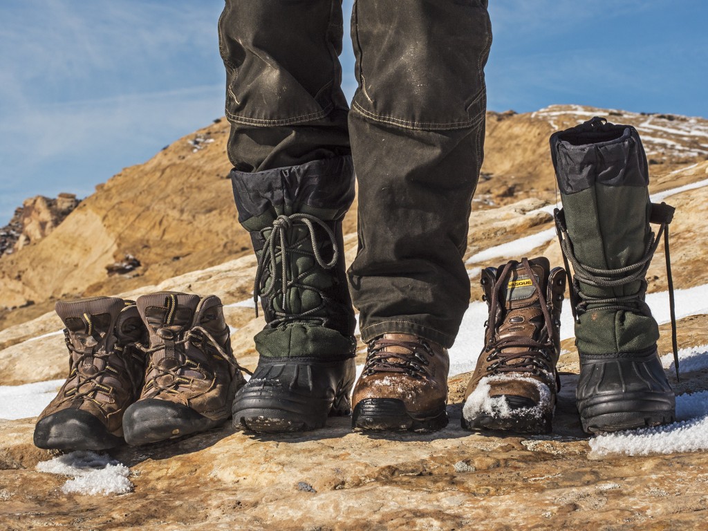 A photo of filmmaker and photographer Gary Orona’s boots while on location in wilderness.