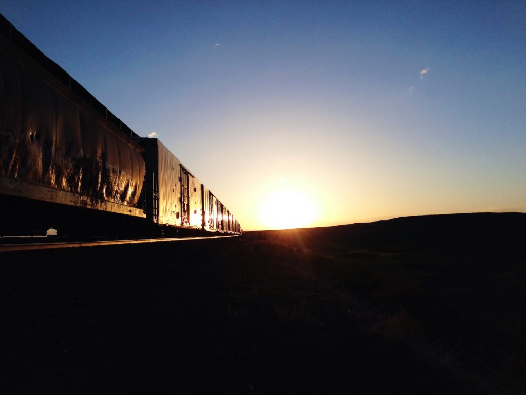 A sundown image of a train wagon.