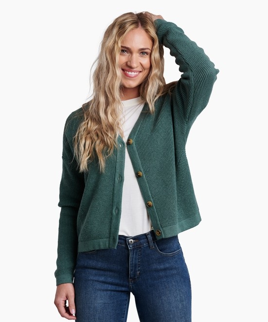 KUHL Brynn Cardigan Sweater Evergreen Front