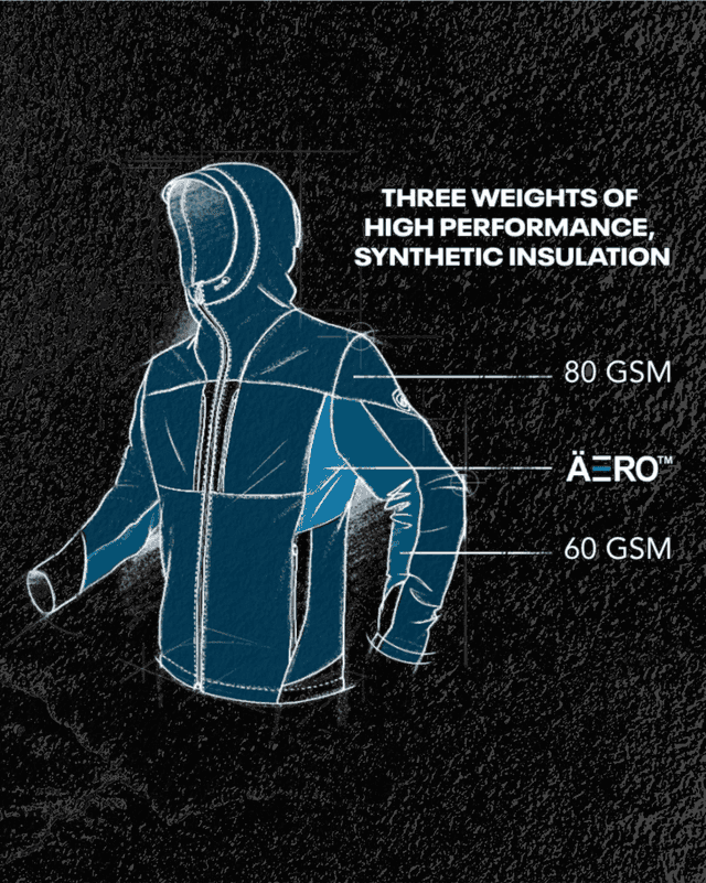 Sketch animation of Aktivator® Hoody highlighting different fabrics and features.