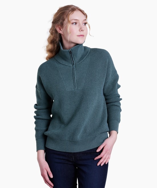 KUHL Norda 1/4 Zip Sweater Evergreen Front