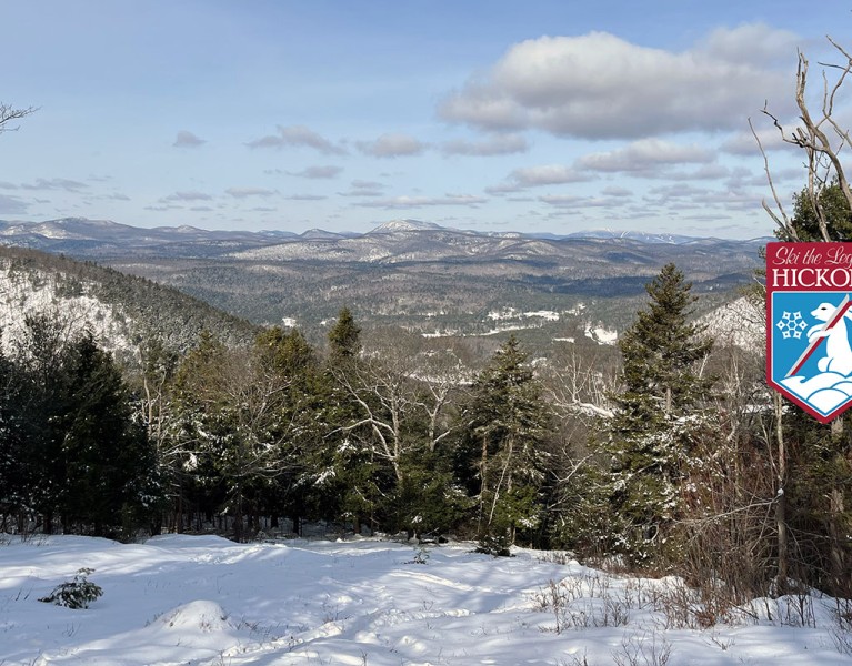 Photo taken from Hickory Ski Center overlooking a snowy forest