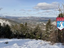 Photo taken from Hickory Ski Center overlooking a snowy forest