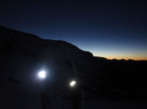George and Alex on Rainier before sunrise