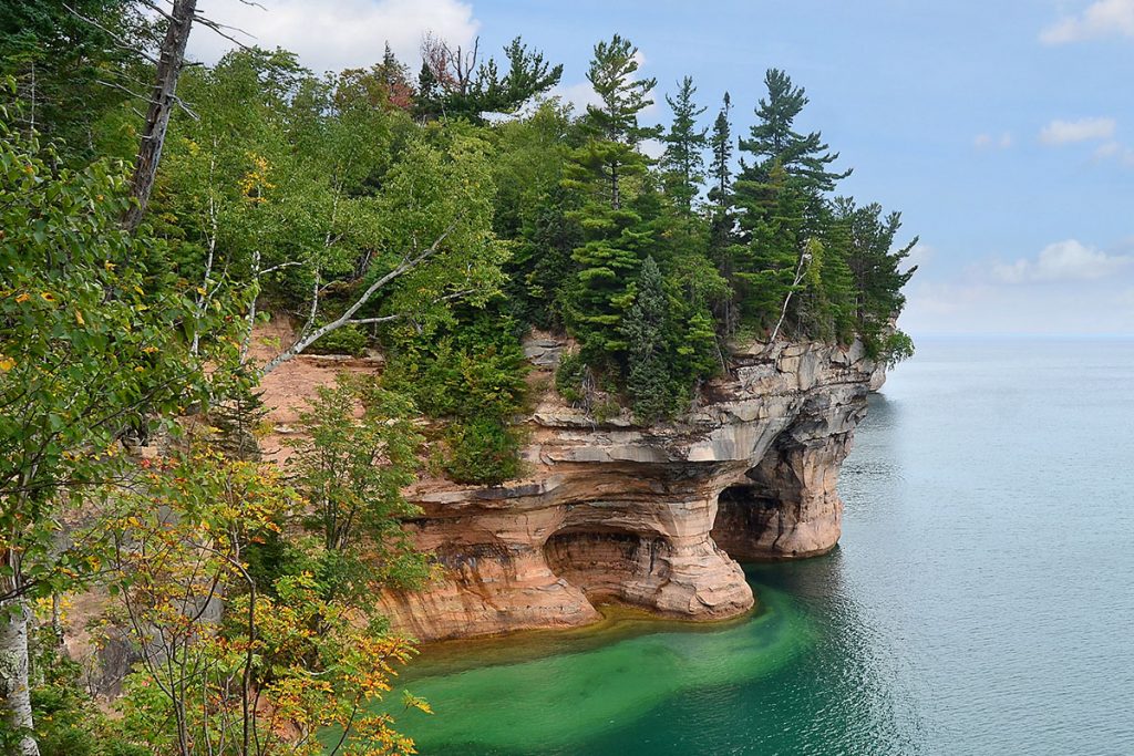 A view from the hiking trail above the Pictured Rocks National Lakeshore on Lake Superior