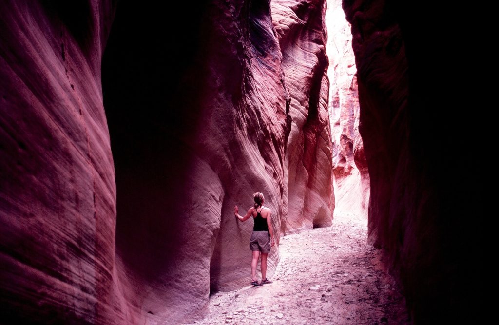 A woman discovering hidden treasures of national parks.