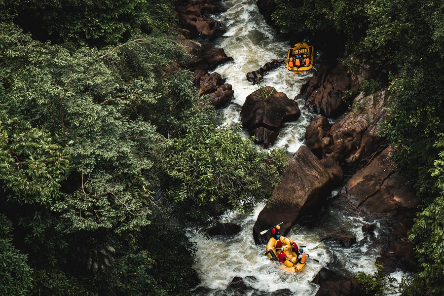 People rafting in the river.