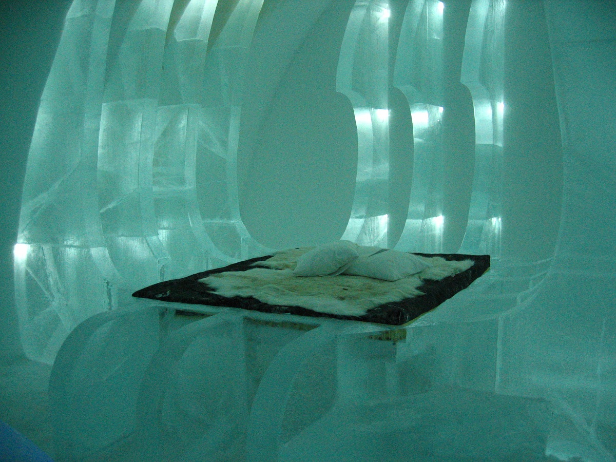 sheets and pillow on the ice bed