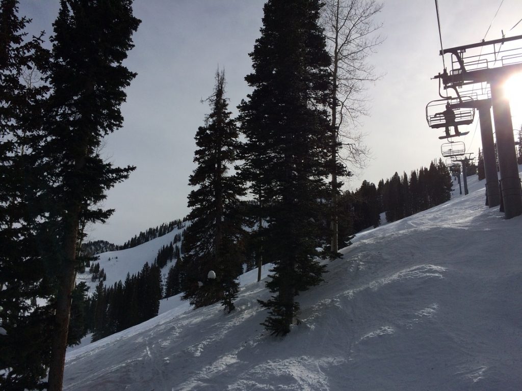 ski lift above the snowy ground