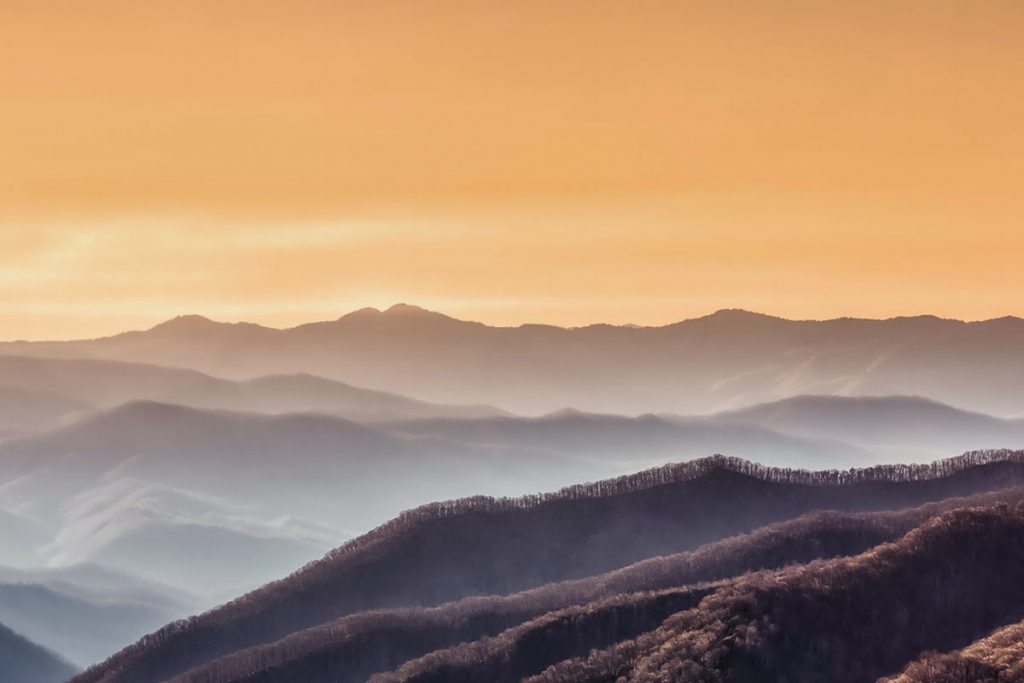 great smoky mountains during golden hour