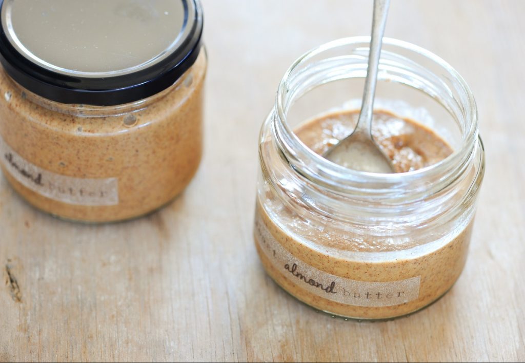 almond butter in two jars