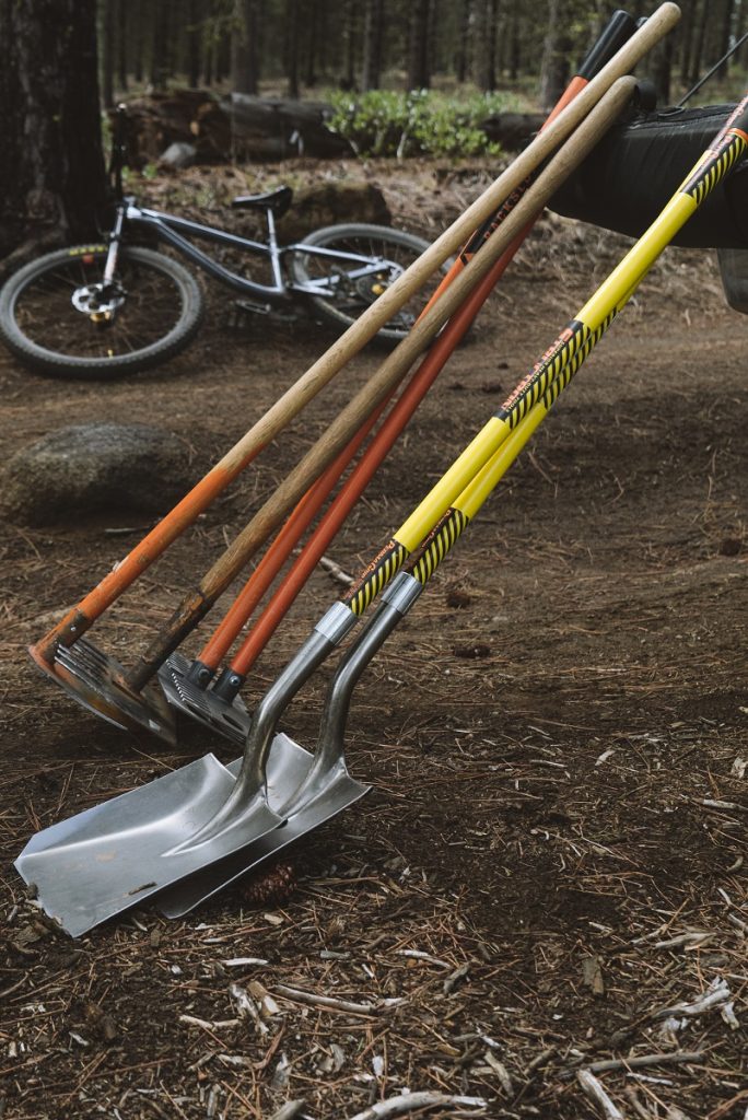 Glenn's tools of choice for building mountain biking trails, other than KUHL clothing for men