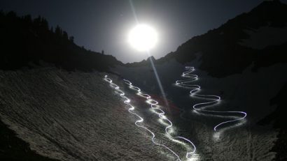 Eric, Blake, Riley had a dead headlamp, and I made tracks down under the moon