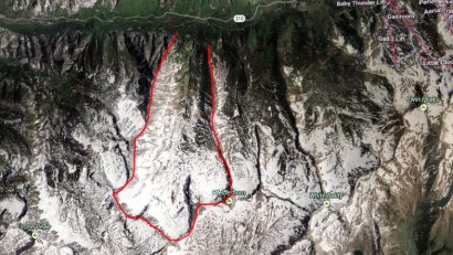 Hogum outlined in red, Snowbird to the east