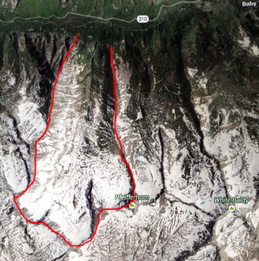 Hogum outlined in red, Snowbird to the east