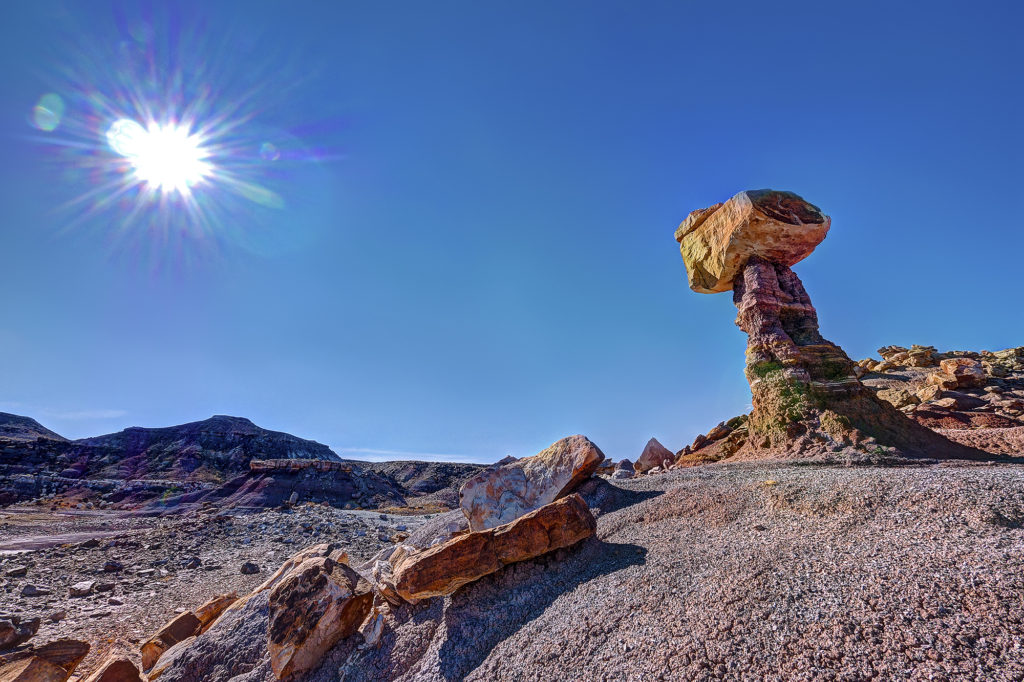 A landscape of a rocky scenery and a rock pillar somewhere in USA