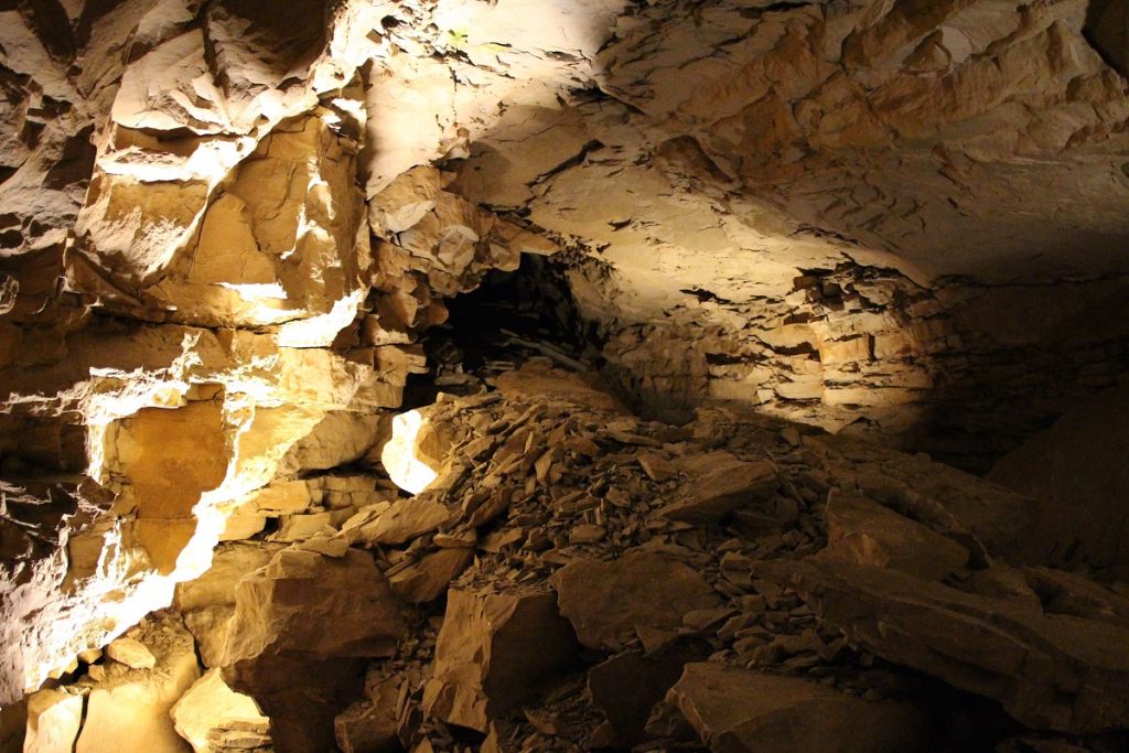 beige rock formations at underground cave