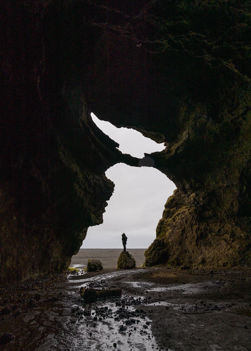 Royce exploring a cave in Iceland
