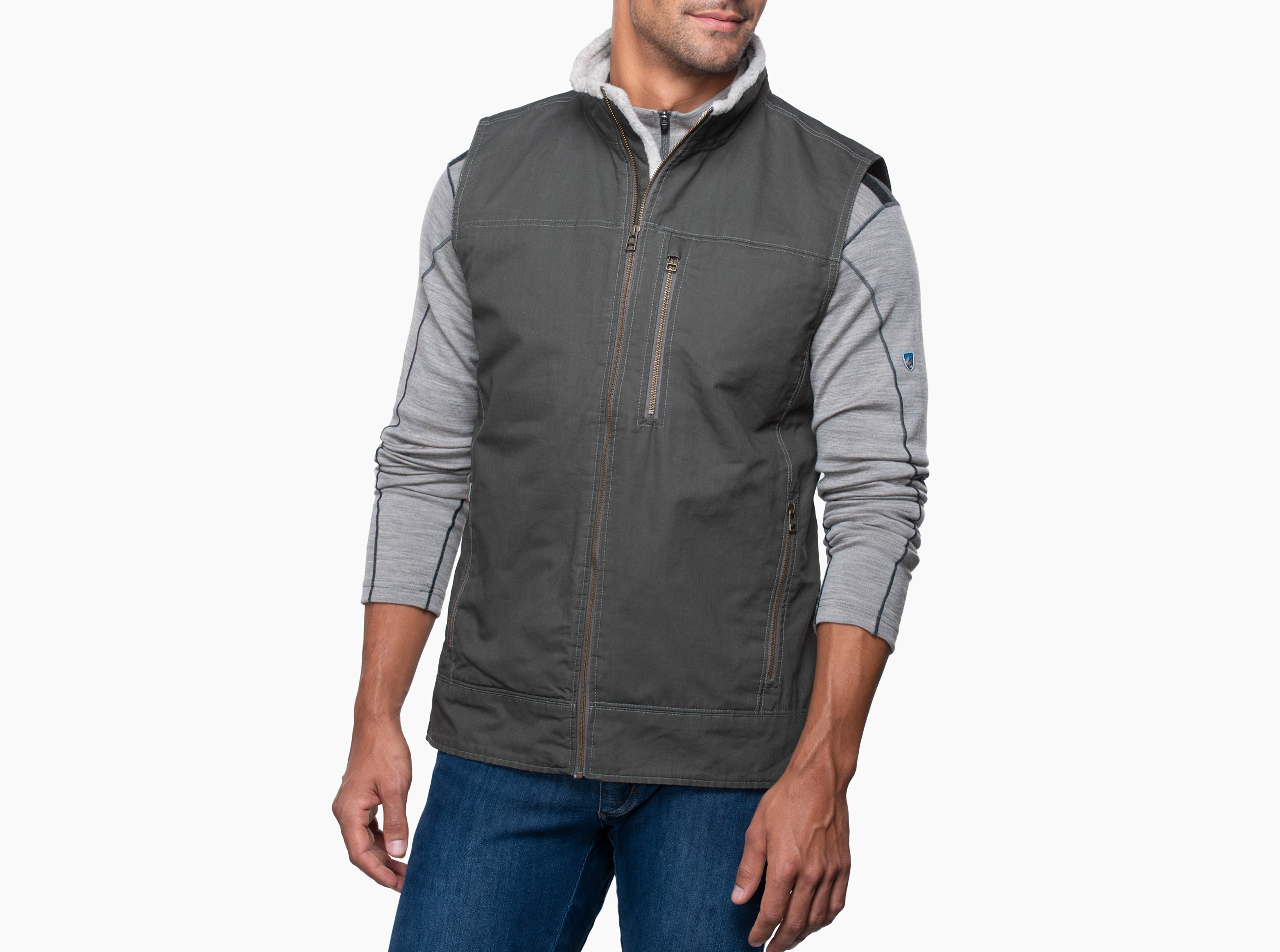 KUHL Burr Vest Lined GUN METAL Front