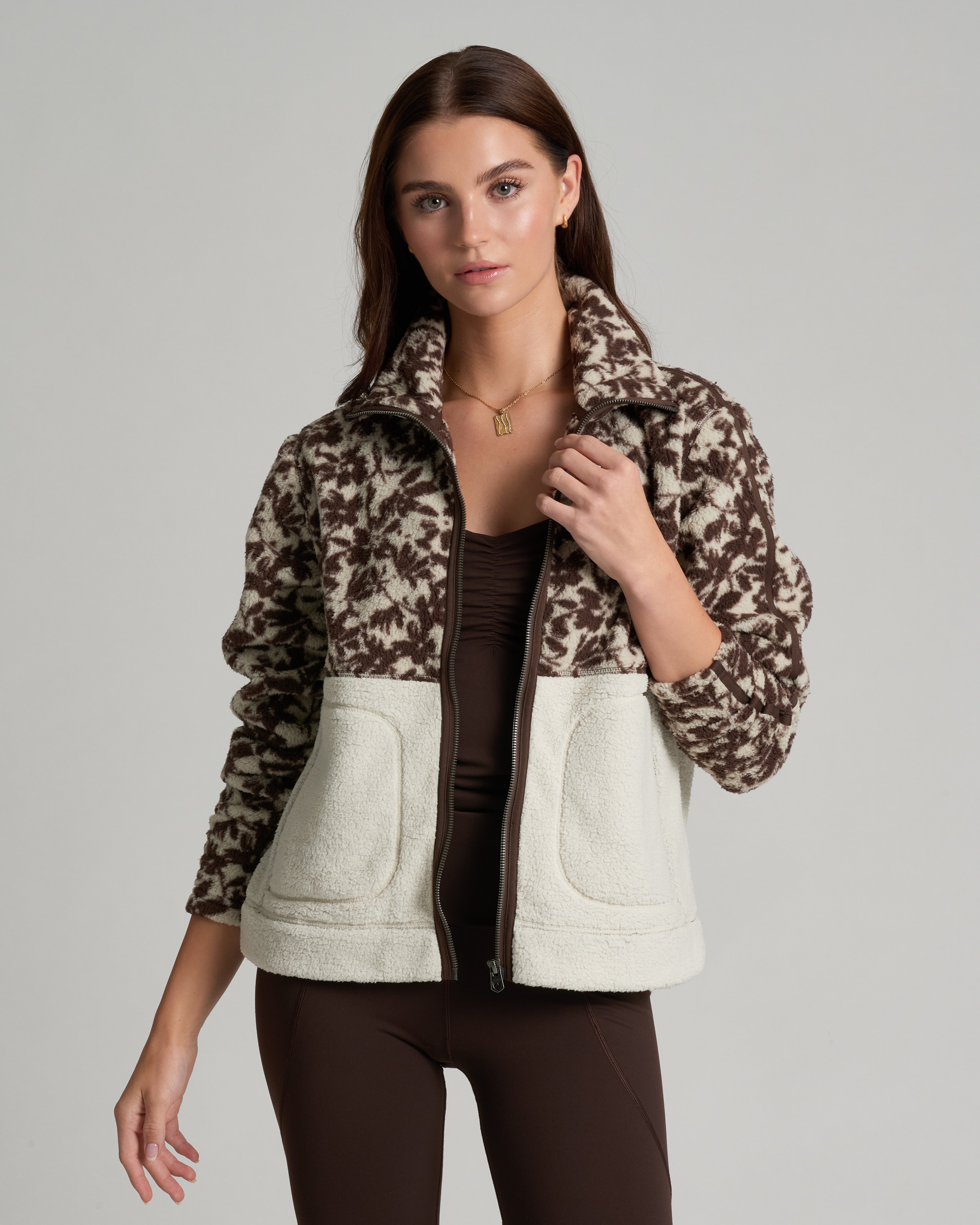 KUHL Cloudline Fleece Jacket COFFEE PRINT Front