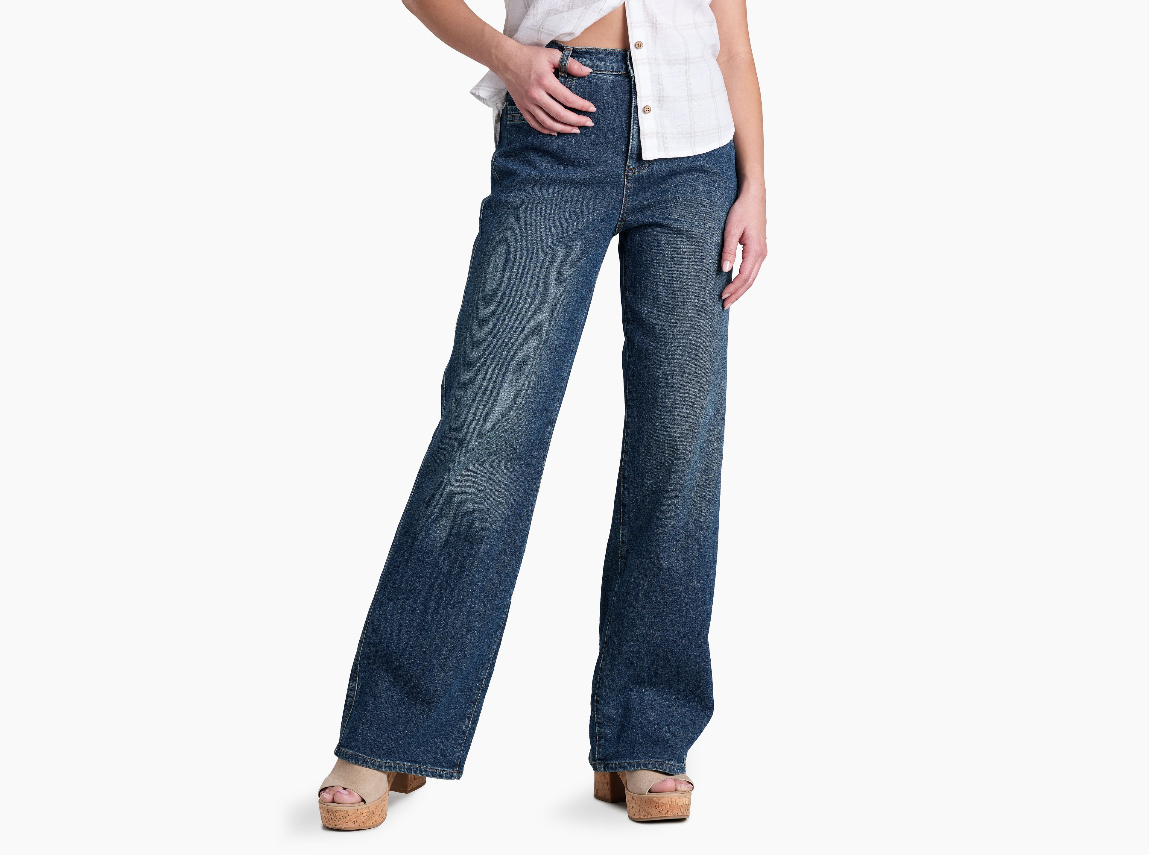 KUHL Kontour Rigid Wide Leg Denim MIDNIGHT FADE Front