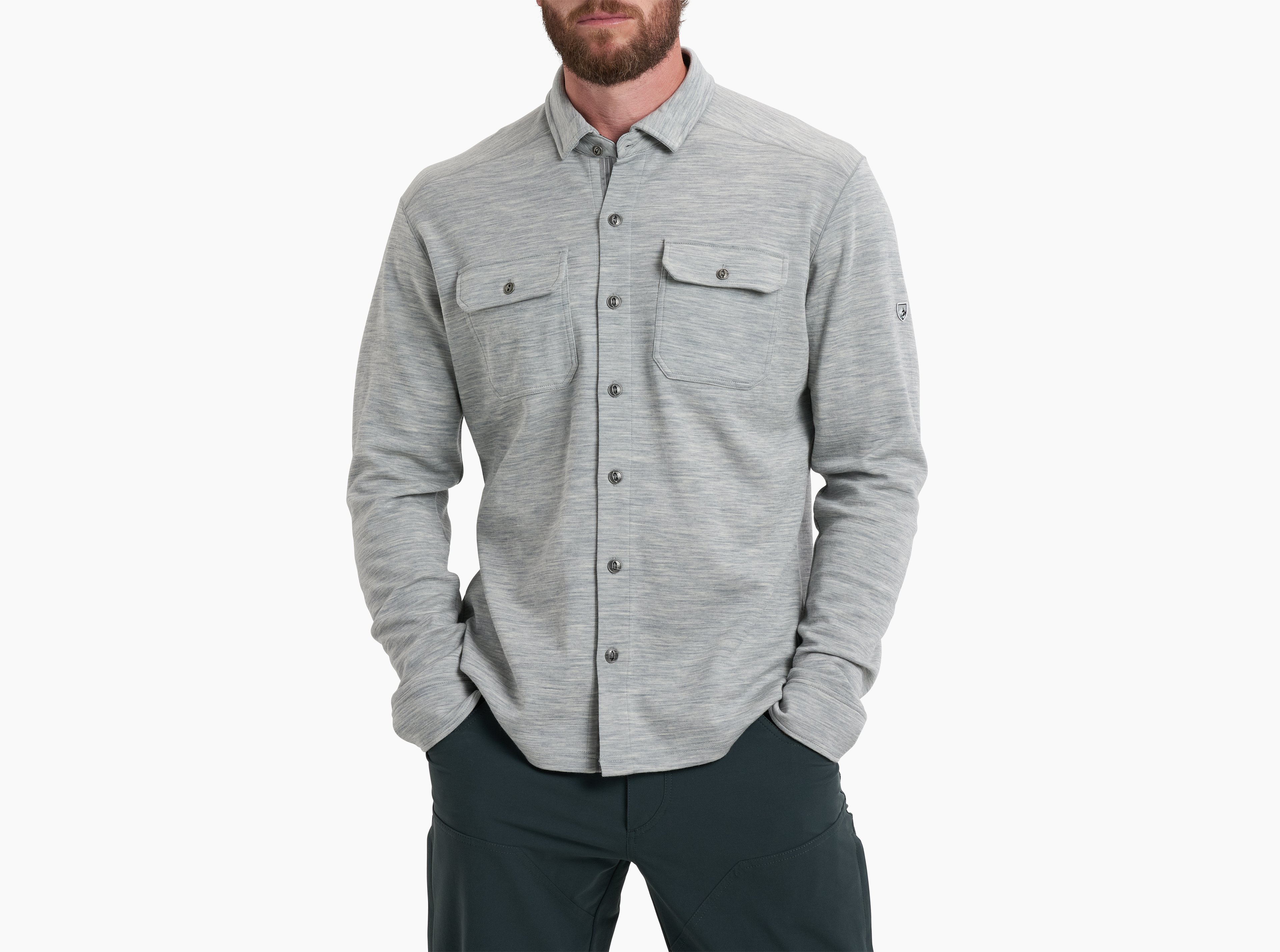 KUHL Invigoratr Merino Button Down ASH Front