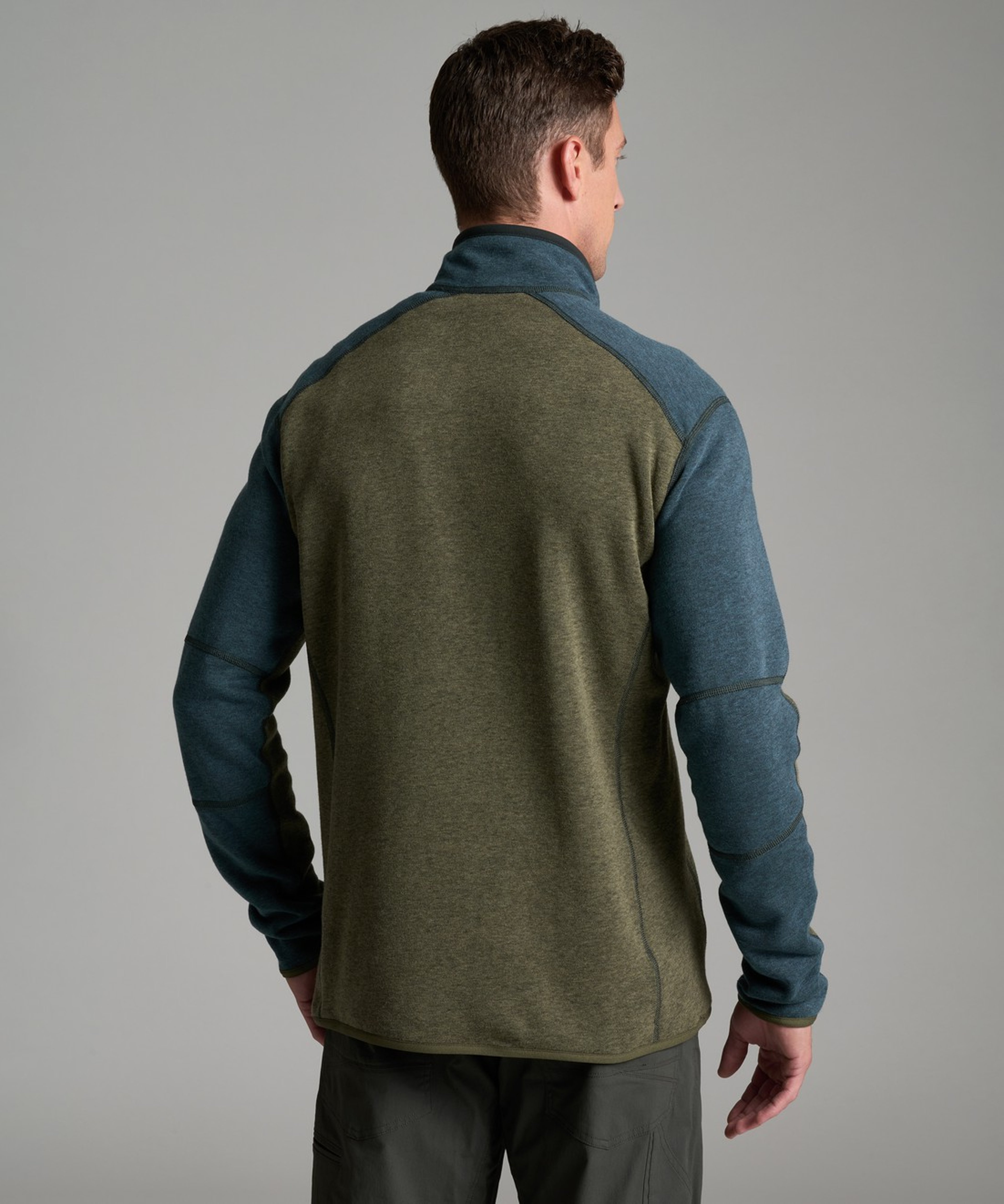 KUHL Revel Colorblock 1/4 Zip Storm Blue / Moss Stone Back