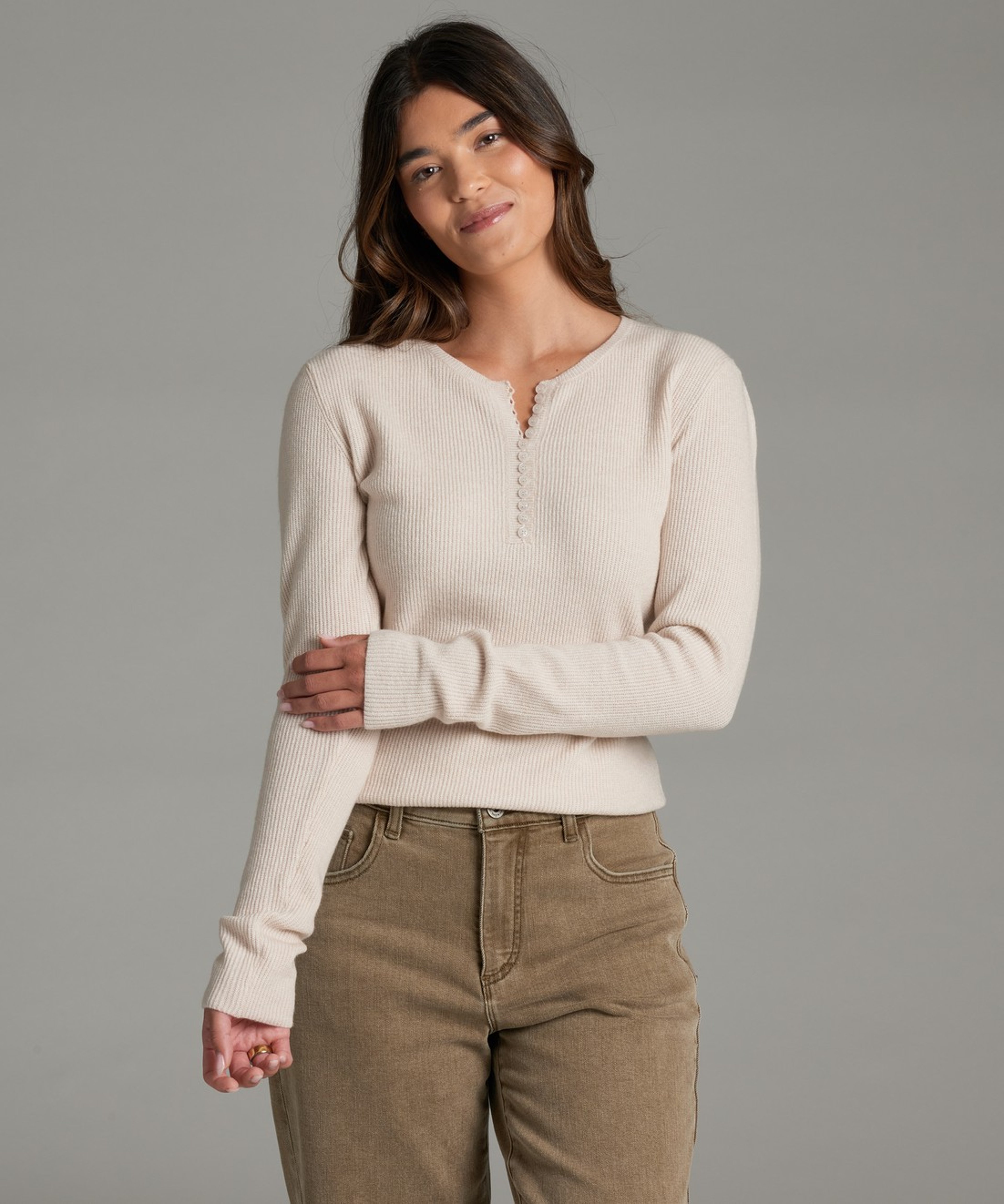 KUHL Vesper Henley Sweater Dove Front