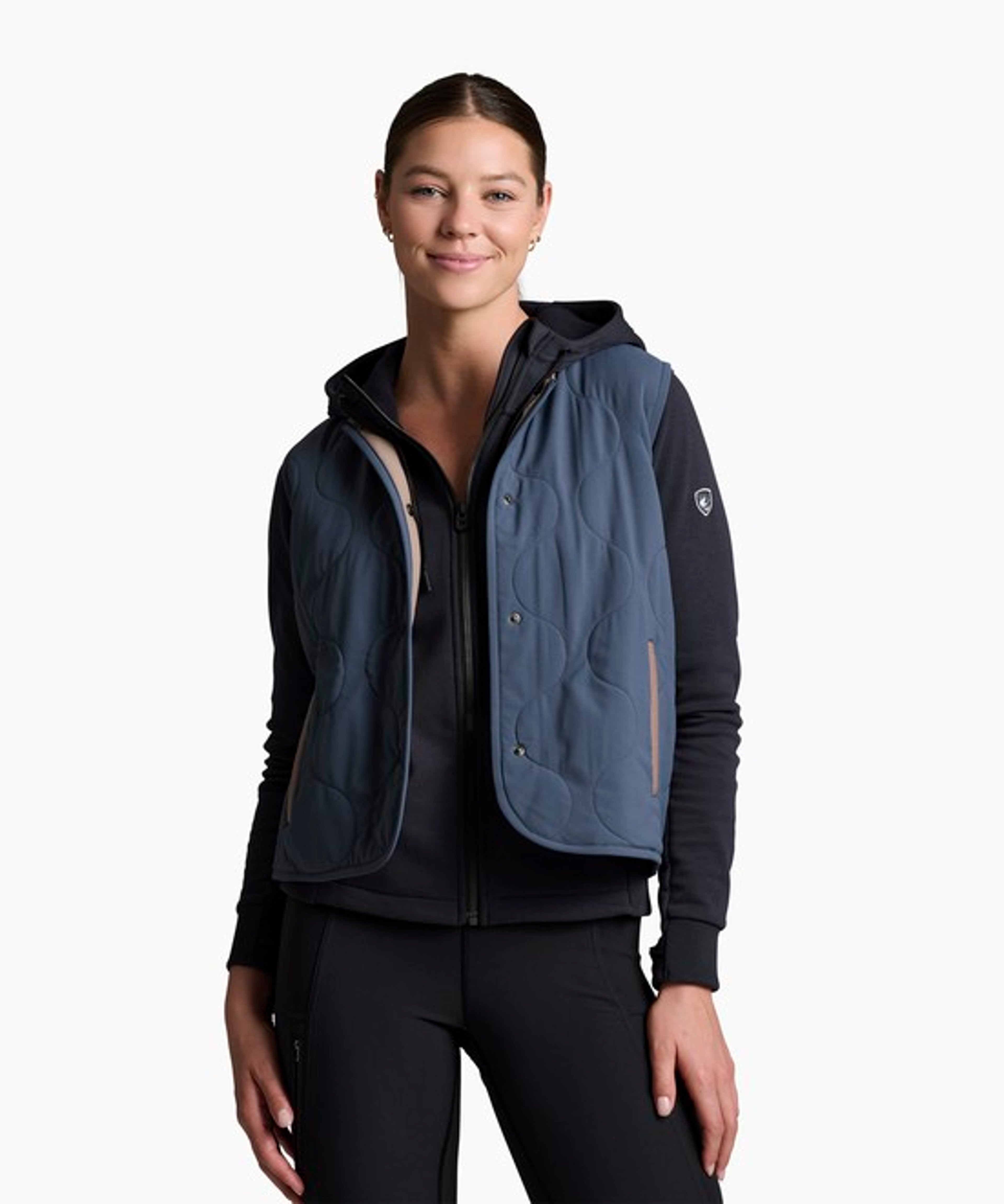 KUHL Scout Quilted Vest Metal Blue Front