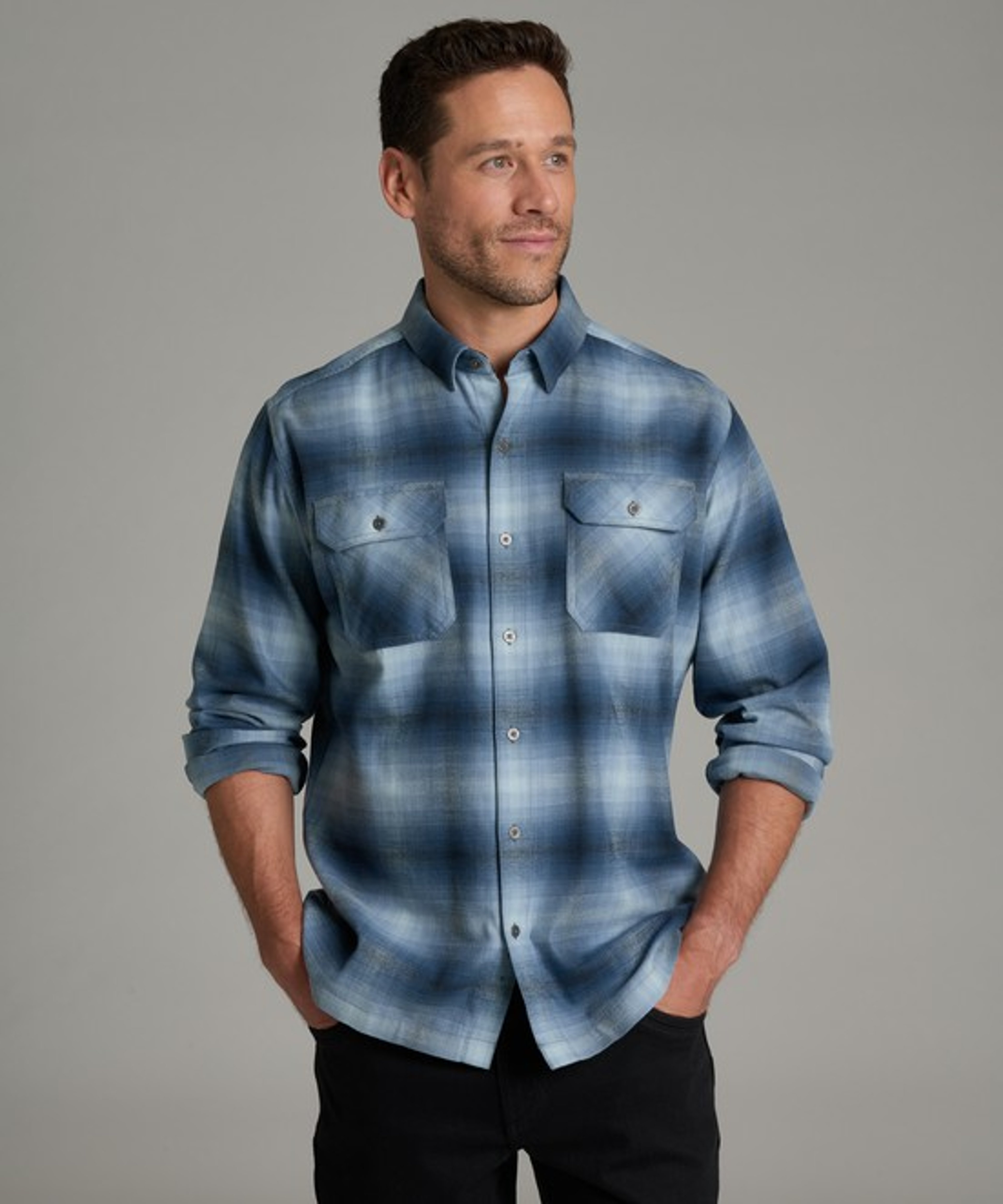 KUHL Dillingr Flannel LS Faded Denim Front