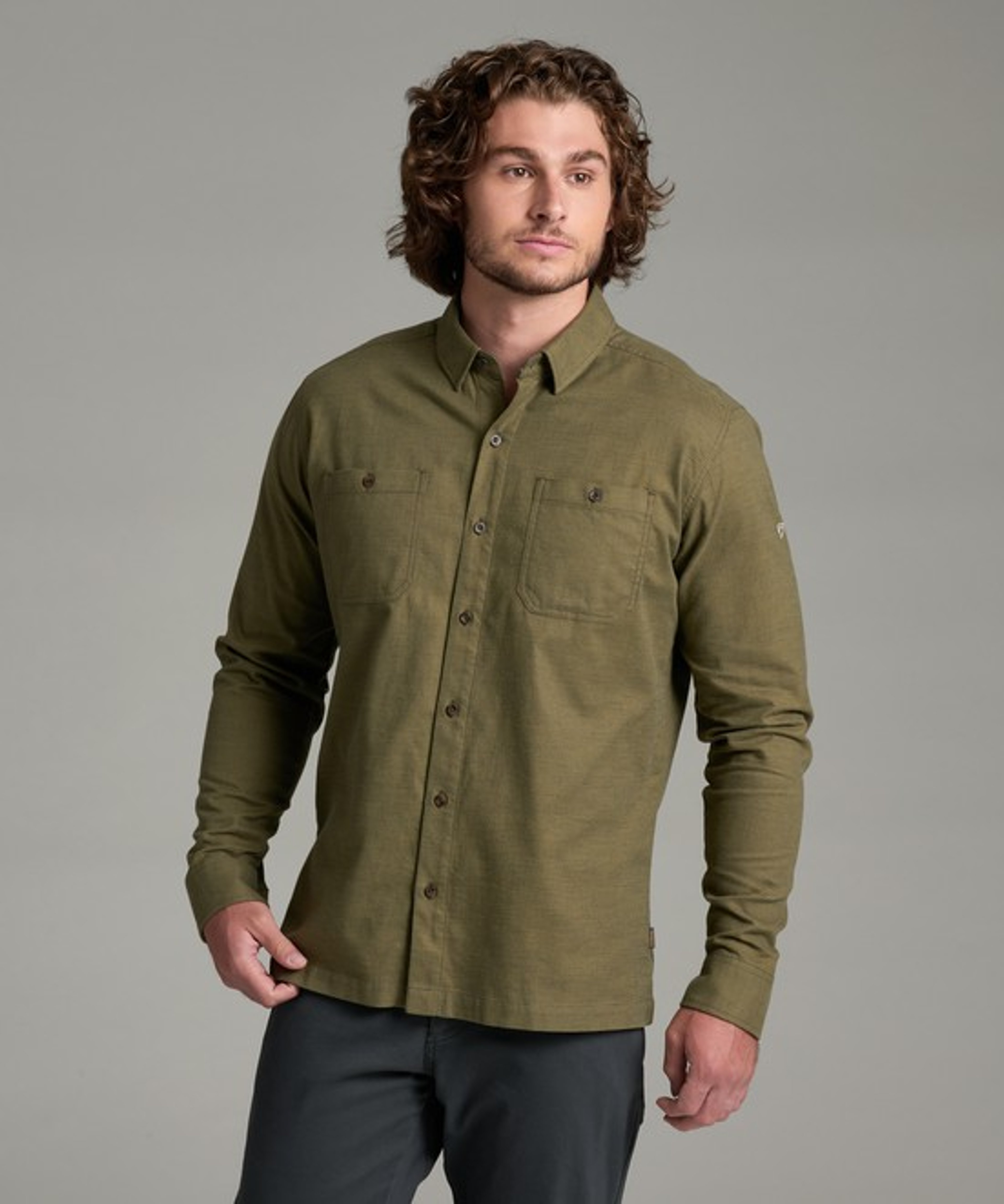 KUHL Revolvr Flannel LS Olive Night Front