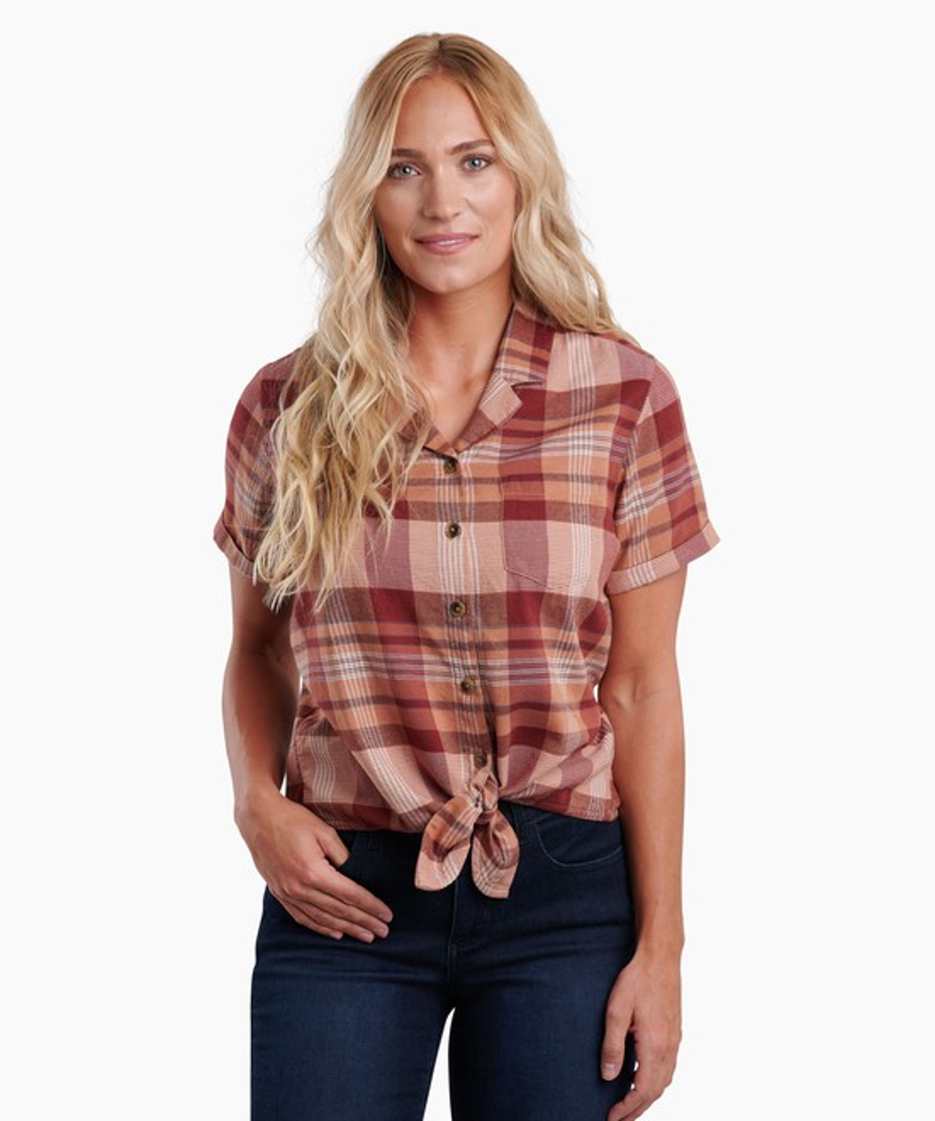 KUHL Elsie SS Sandstone Plaid Front
