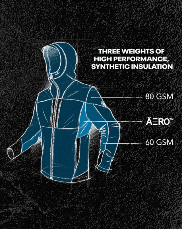 Sketch animation of Aktivator® Hoody highlighting different fabrics and features.
