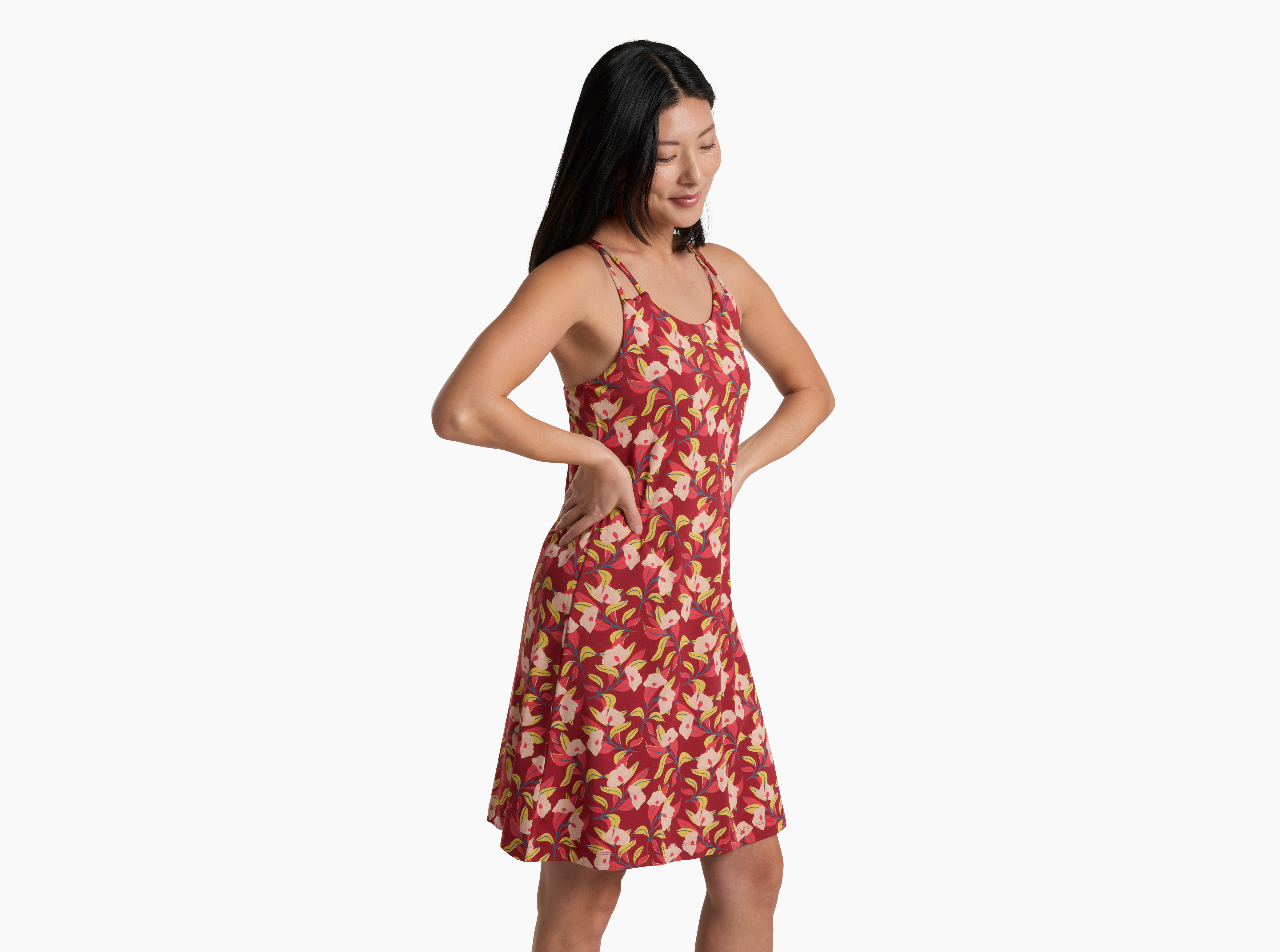 kuhl lyra midi dress Kuhl Women's Lyra Crossback Midi Dress In Everglade Print Size Small