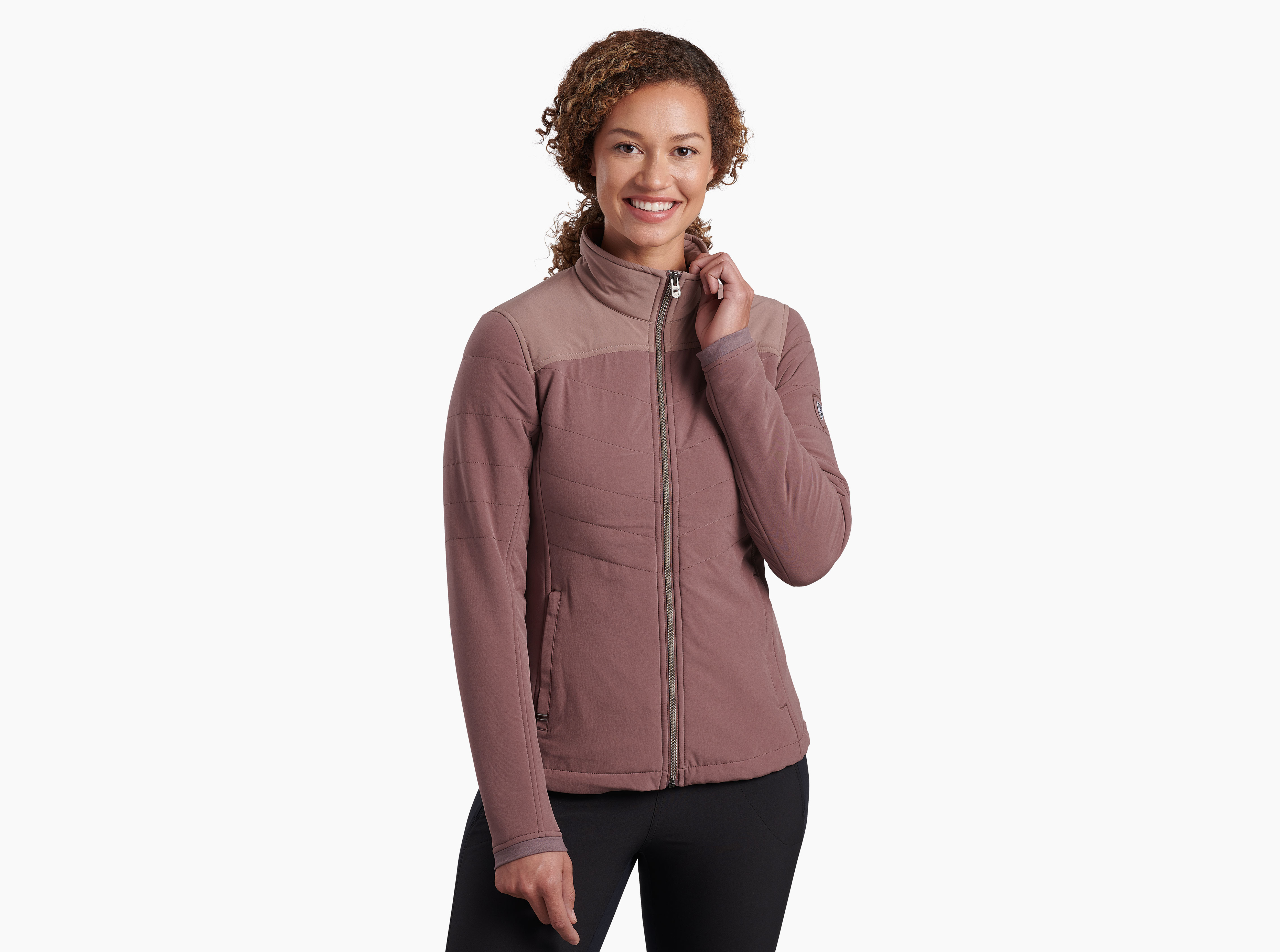 KUHL women's Spyrit hip length soft fleece hood jacket in Natural