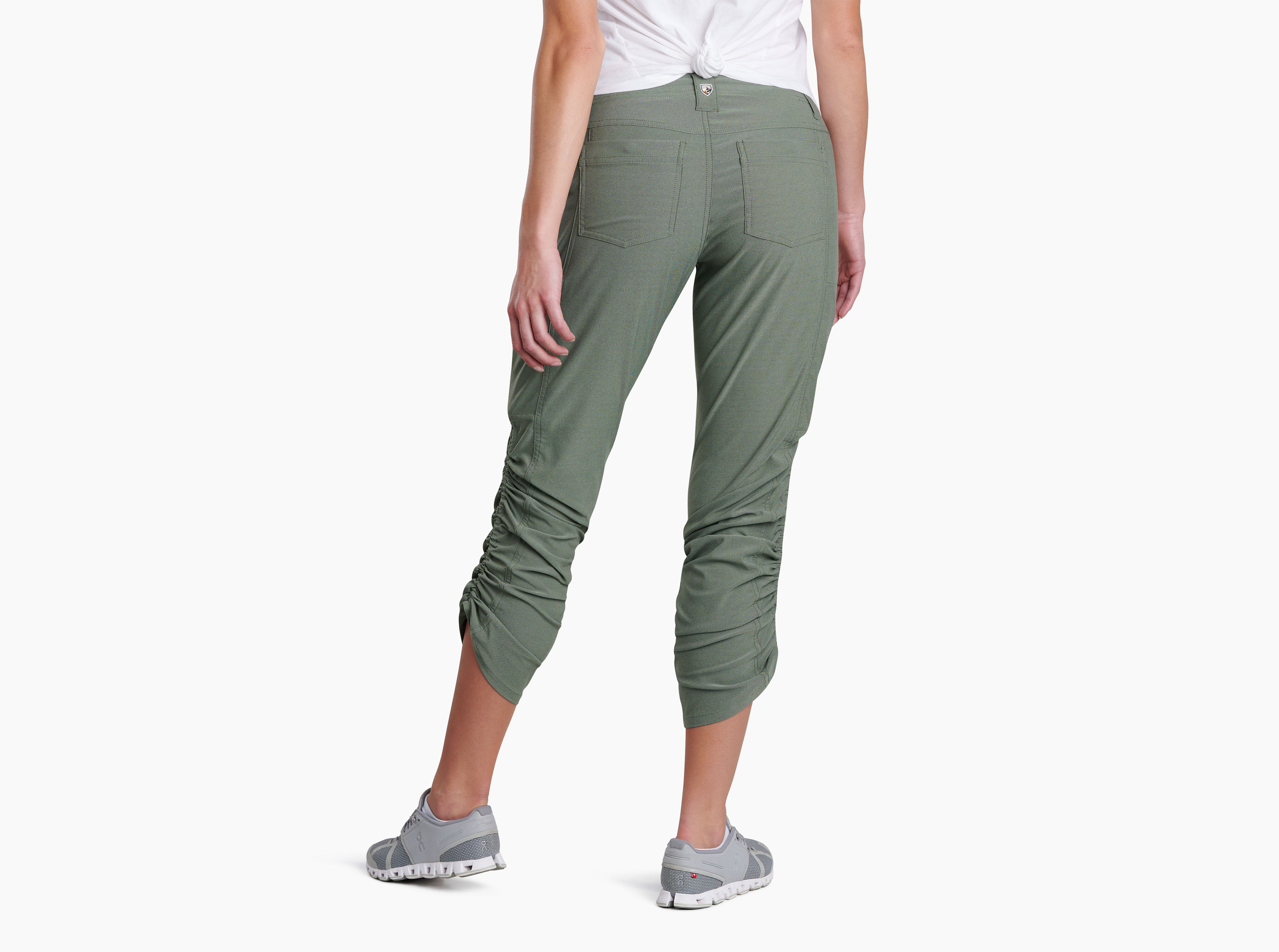 Kuhl Womens Straight Leg Hiking Outdoor Pants 8 Green Cotton Nylon Roll Up