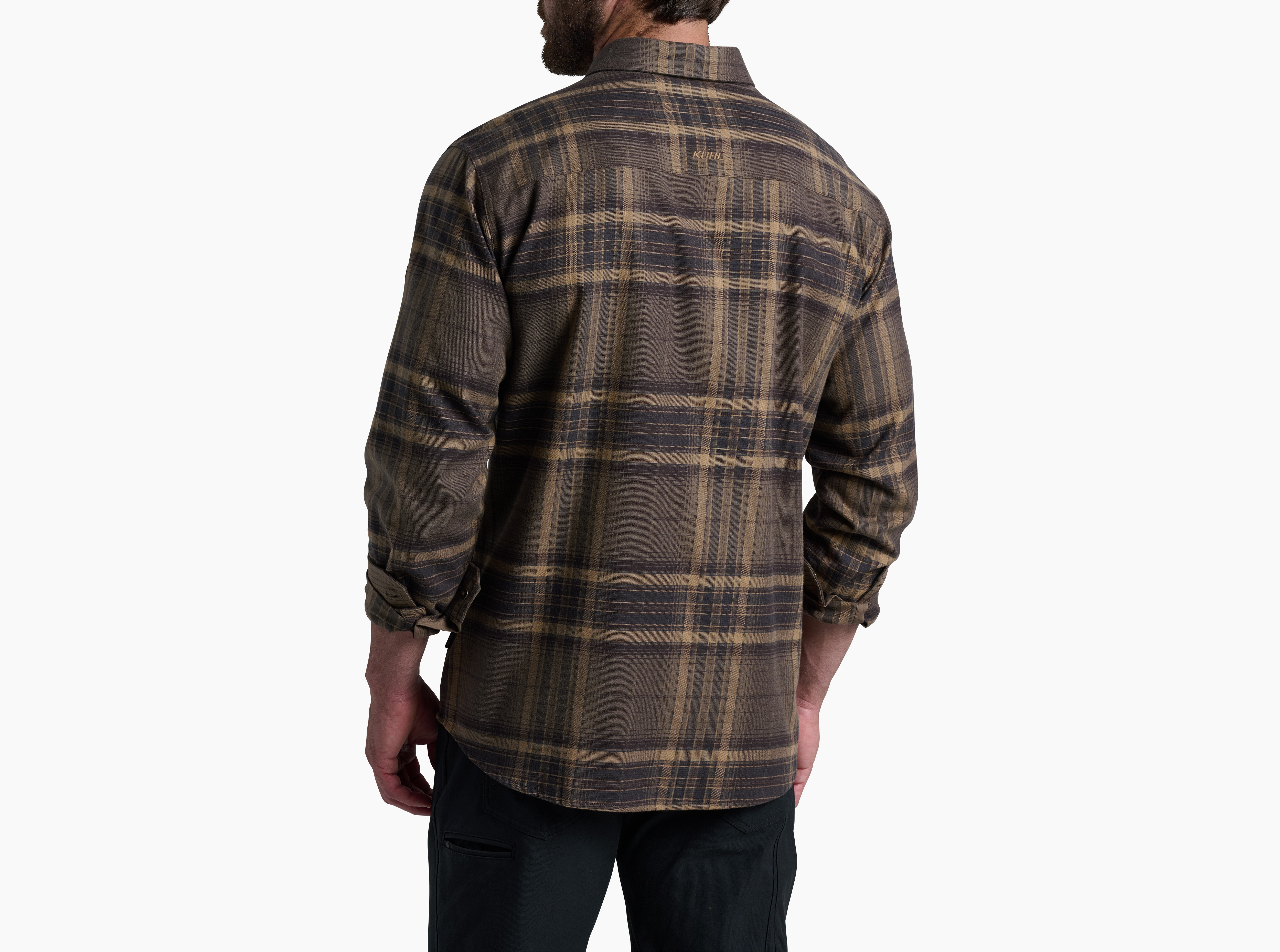 Kuhl Homme XL Fugitive Flanelle Gris Plaid Manches Longues Boutonné