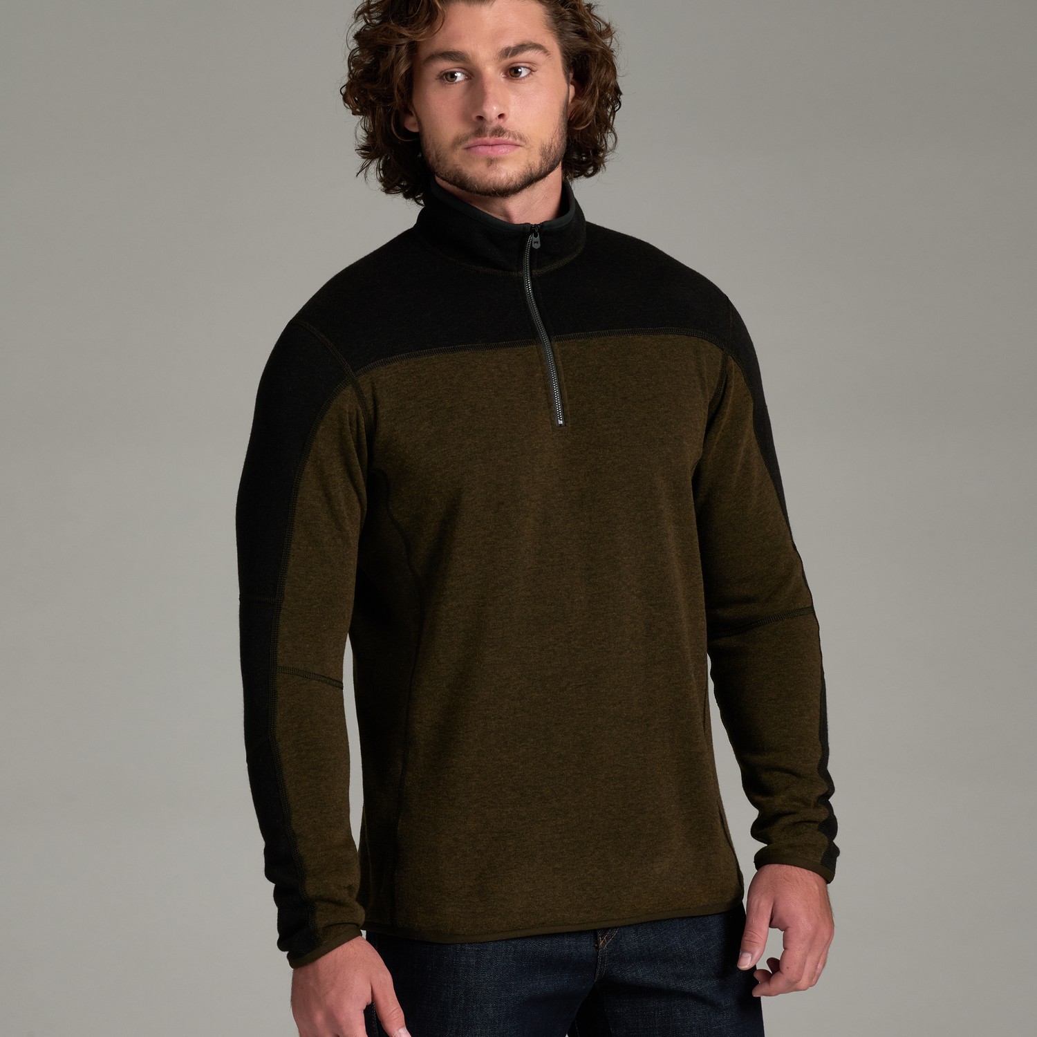 KÜHL - Revel™ Colorblock 1/4 Zip - BLACK / DARK ROAST
