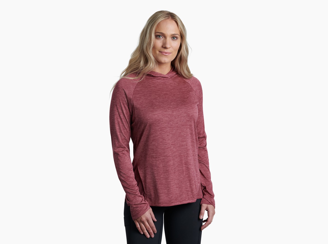 Layer 8 Ladies Long Sleeve Hooded Top with Side Pulls