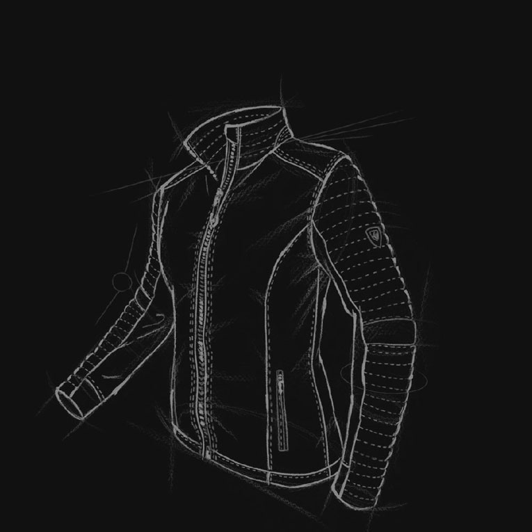 A technical drawing of KUHL women's Firefly Jacket